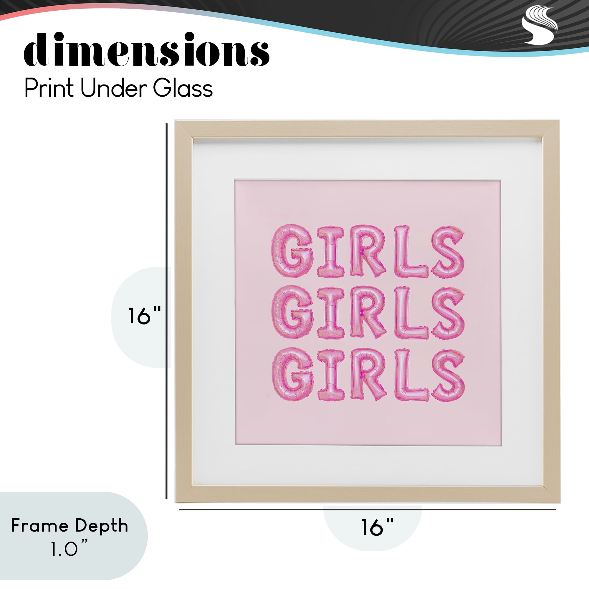 Stupell Industries Girls Letters Party Balloons Birch Framed Print Under Glass, design by LISH Creative