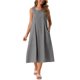 thumbnail image 1 of Vestidos sin mangas de cuadros para mujer Inspire Chic, vestido midi de gingham con ajuste holgado y bolsillos, atuendos de verano L negro, 1 of 6