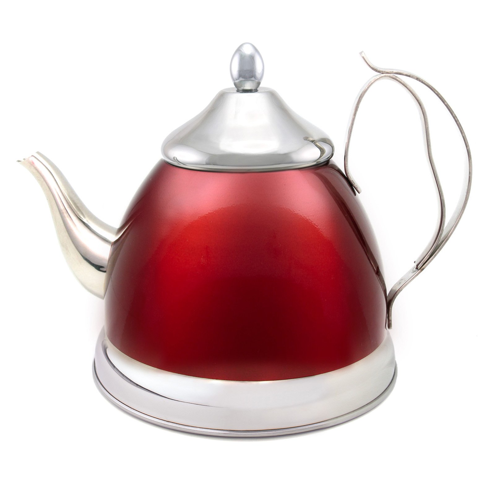 Creative Home NobiliTea 2 qt. Metallic Cranberry Tea Kettle with Tea