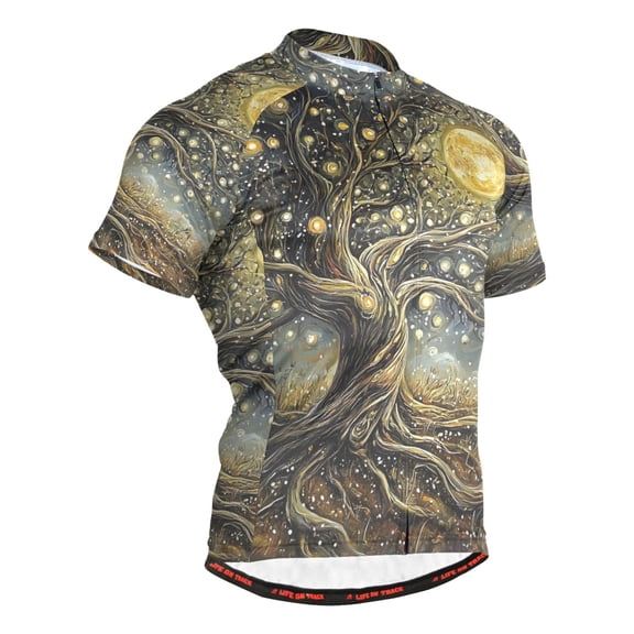 joogoo Dream Tree Pattern Men's Cycling Jerseys Mountain Bike Short Sleeve Tops L