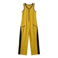 thumbnail image 5 of Wide Leg Jumpsuits For Women Zippered Round Neck Sleeveless Casual Jumpsuit Loose Trendy Wide Leg Baggy Overalls Summer Outfits with Pockets, 5 of 7