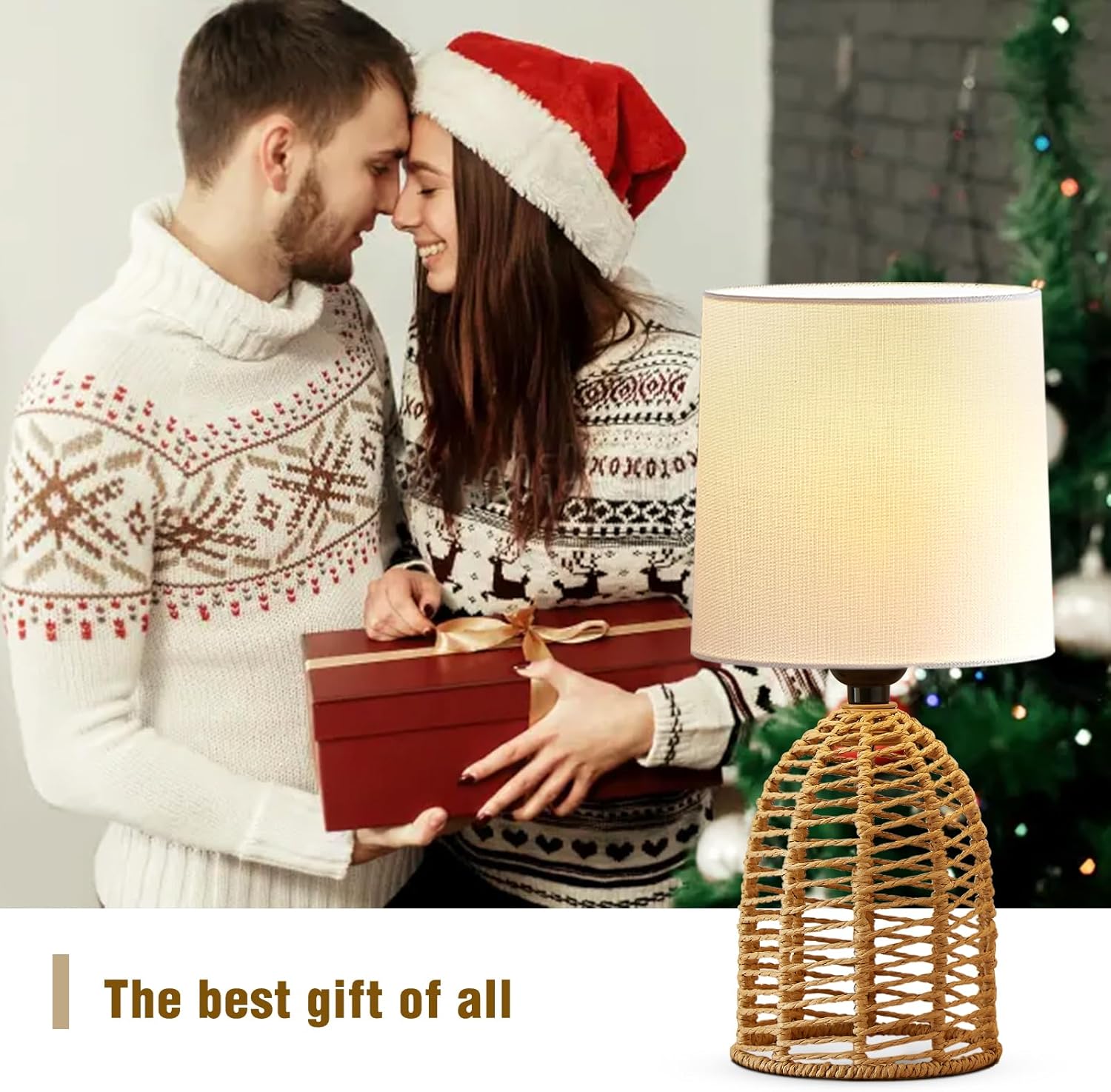 NATYSWAN Rattan Table Lamps Set of 2, 13.75 Inches photo 2