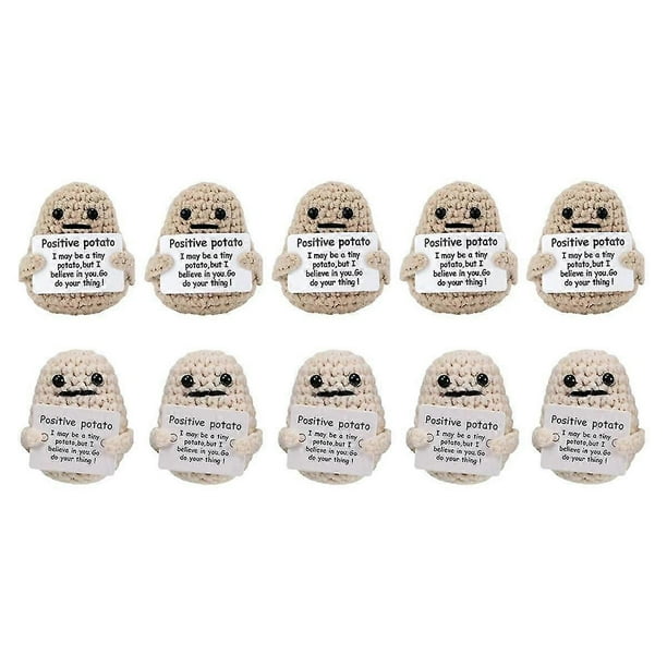 Crochet Potato Plush Toys with Positive Affirmation Cards - 10PCS Emotional Support Gift Set for Friends