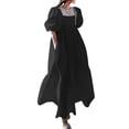 thumbnail image 3 of ZANZEA Women Square Neck Vintage Cuffs Puff Sleeve Elastic Maxi Dress, 3 of 5