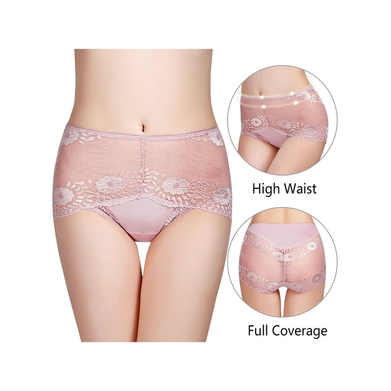 Womens Sexy Lace Panties Floral Lace Mid Rise Briefs Underwear 3 Pack -  beige - S : : Fashion