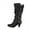 2Black, variant on Mostsola Knee High Boots for Women Wide Calf Slouchy Mid Calf Boots Vintage Buckle Strap Heels