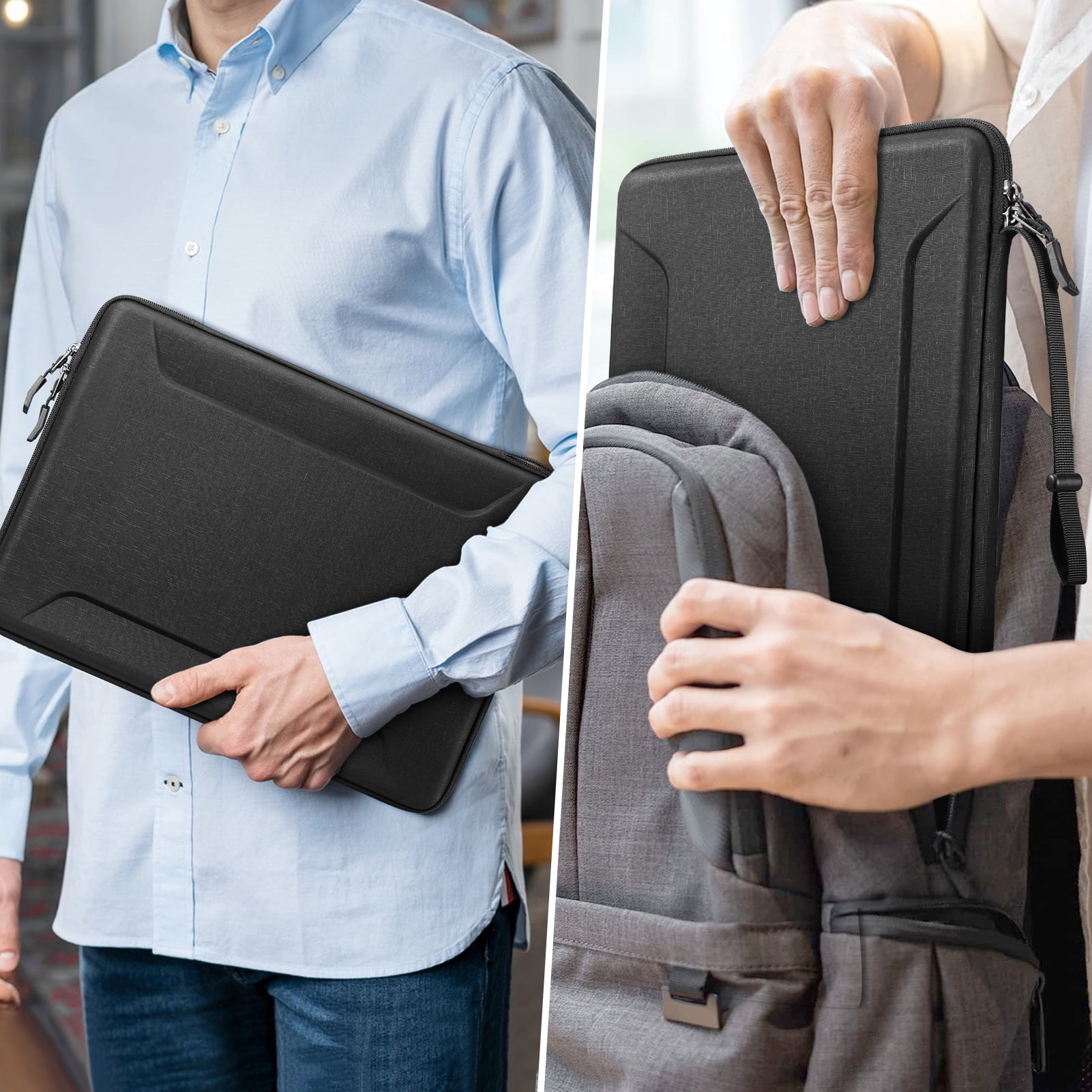 Fintie Laptop Sleeve Case for MacBook Pro 16 A2780 A2485 A2141, MacBook Air/Pro 15 - Shockproof EVA Sleeve for Up to 15.6" Laptops, Black