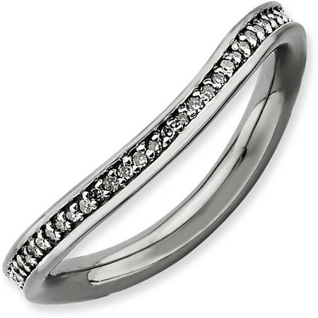 Stackable Expressions Diamond Sterling Silver Black-Plated Wave Ring