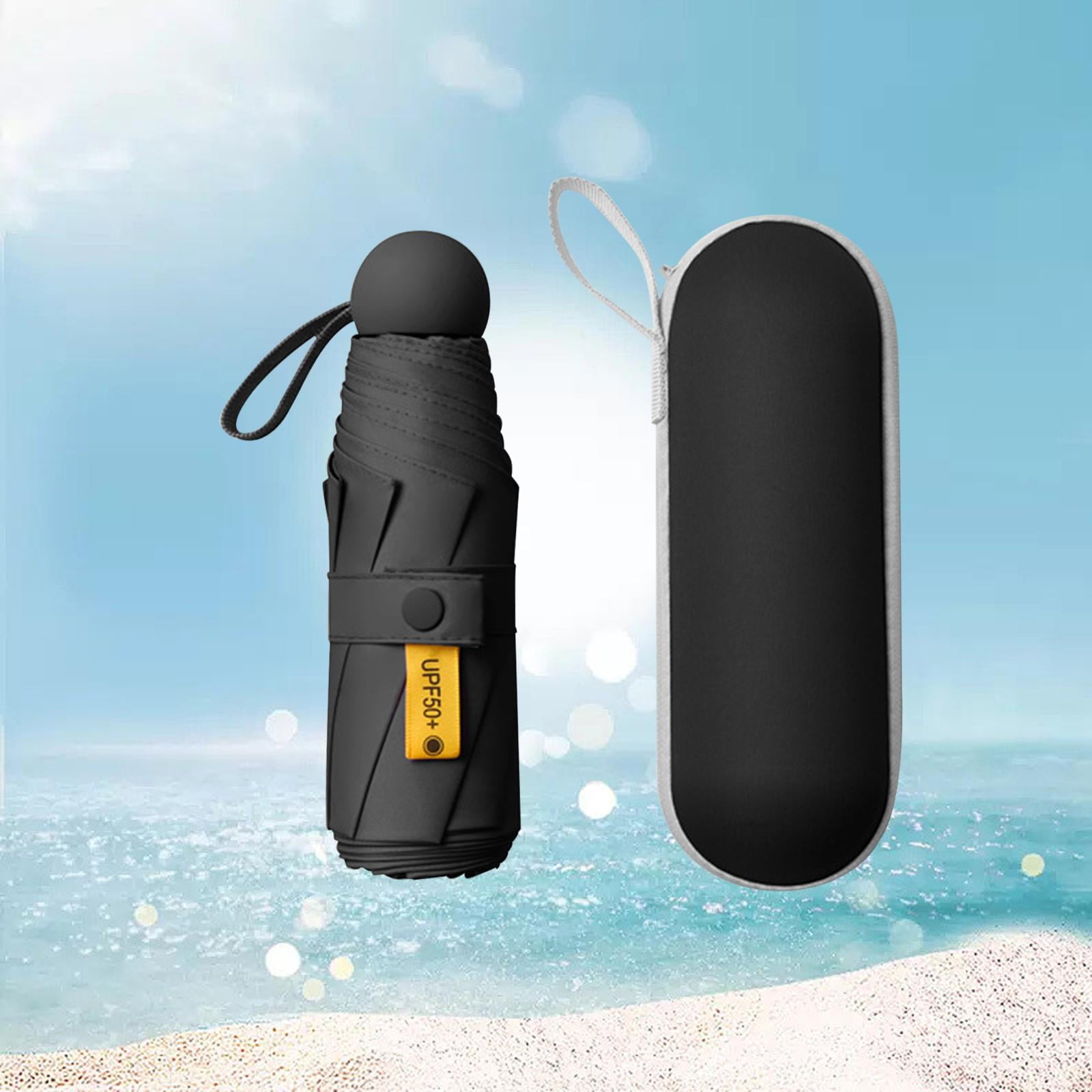 Mini Umbrella Tiny Umbrella Purse Umbrellas for Outdoor with Storage Case Black