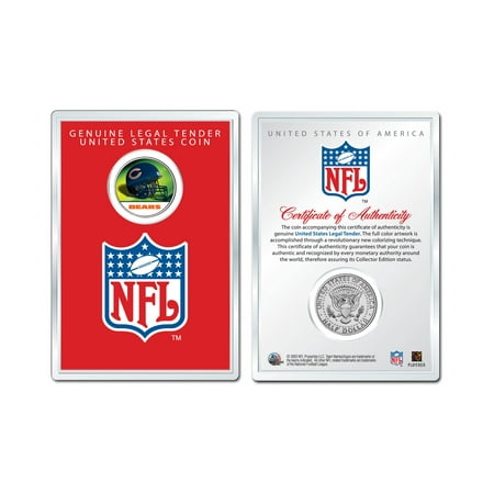 Military Coin Display - CHICAGO BEARS NFL Helmet JFK Half Dollar U.S. Coin w/ NFL Display Case LICENSED