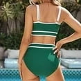 thumbnail image 5 of Jacenvly 2024 Bikinis for Juniors 2 Piece Breathable Swimsuits for Women 2 Piece Hawaiian Swim Cami Bra and Ruffles Bathing Sets Beachwear Solid New Style Beach Bikini Wrap Green, 5 of 8