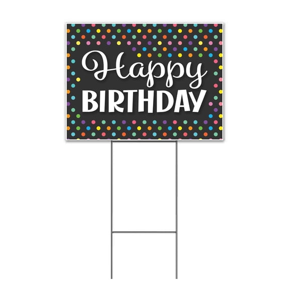 Happy Birthday (18" x 24") Yard Sign, Includes Metal Step Stake