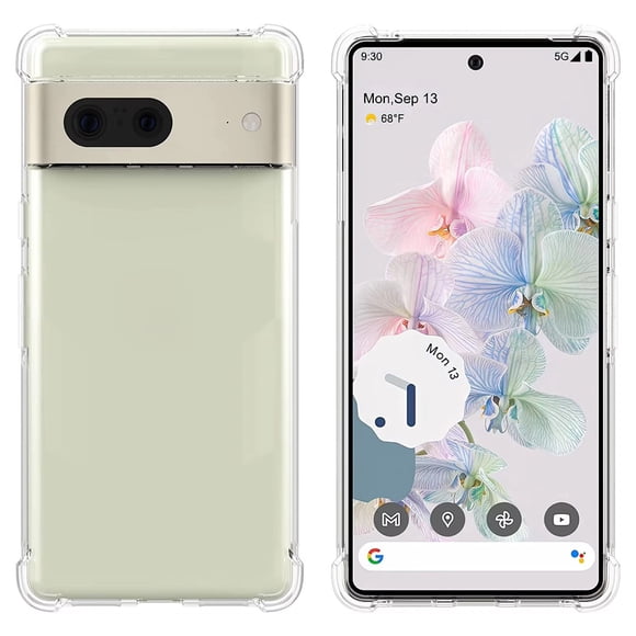Navor Étui Transparent pour Google Pixel 7 avec Protecteur d'Écran – Étui de Téléphone Mince Antichoc en TPU, Cristal Transparent
