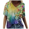 thumbnail image 1 of Ichuanyi Womens Tops Plus Size Women Short Sleeve Printed V-Neck Tops Tee T-Shirt Blouse, 1 of 5