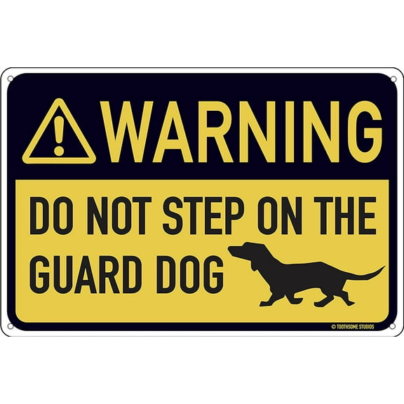 Do Not Step On Guard Dog 12" x 8" Funny Tin Sign Dachshund Weiner Dog Pet Lover Theme Keep Out Security Home Decor