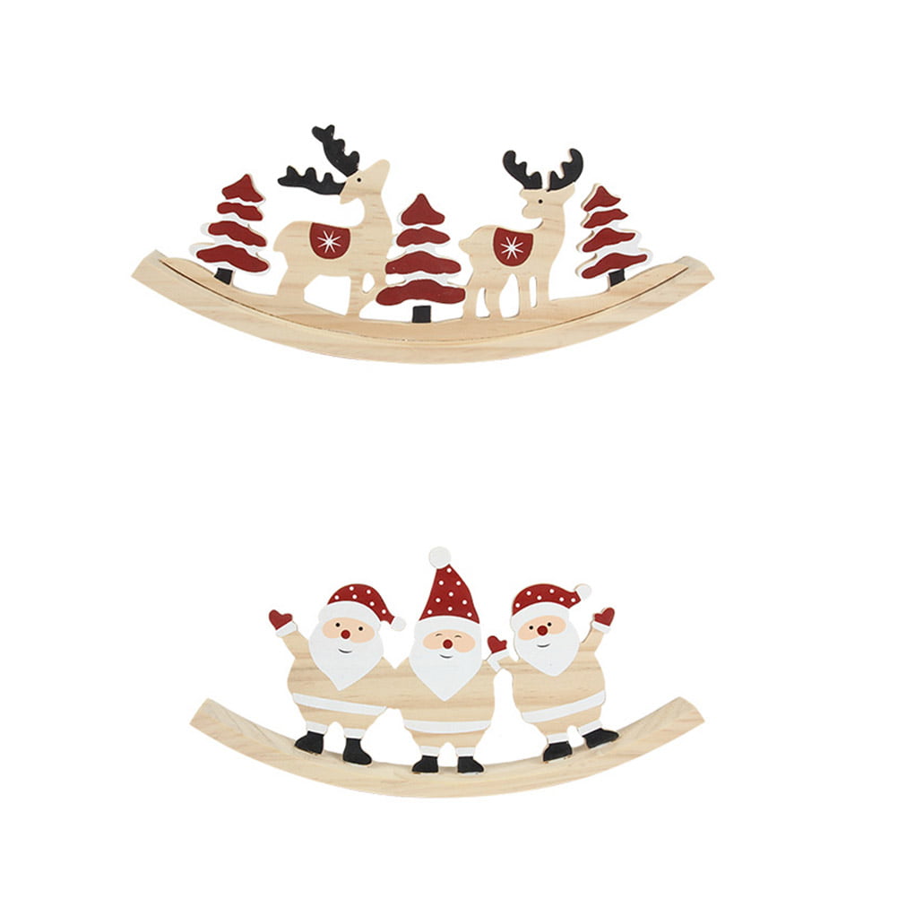 Wooden Ornaments  Christmas Tree Decoration Elk/Santa Claus Xmas  Desk Top 
