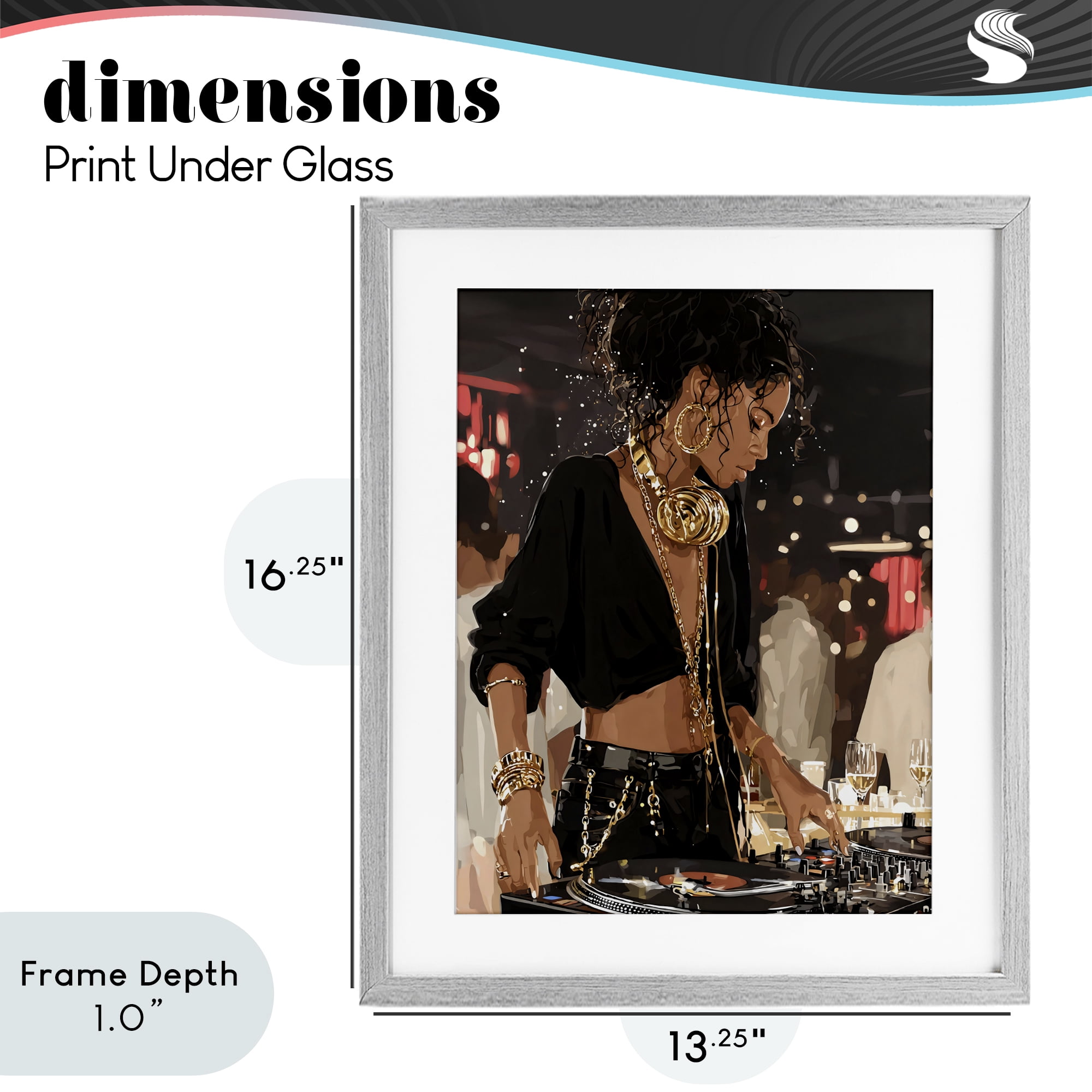 Stupell Industries Touches Of Gold DJ Gray Framed Print Under Glass, design by Franklyn Gregory