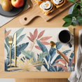 thumbnail image 2 of Tropical Leaves Placemats Set of 12 Colorful Summer Watercolor Botanical Place Mats Indoor Wipeable Table Mats Washable Cloth Dining Table Placemats for Kitchen Holiday Party Home Decor 13x19 Inch, 2 of 9