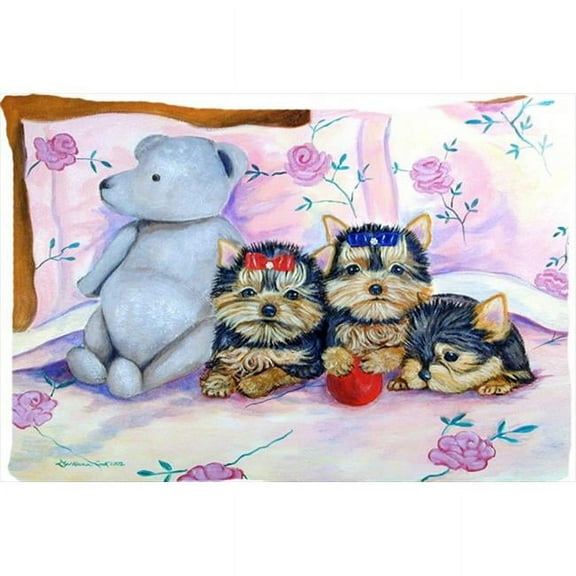 20.5 x 30 in. Yorkie Puppies Three In A Row Moisture Wicking Fabric Standard Pillowcase
