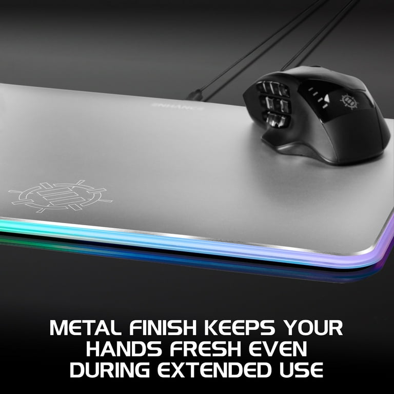 ENHANCE Metal LED Gaming Mouse Pad - Large Aluminum Alloy Surface with  Multi-Color Transparent Edges , Non-Slip Rubber Grip , & Sleek Precision  Tracking for eSports - Silver 
