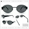 thumbnail image 2 of Classic 90s Oval Metal Rim Thick Mid Temple Fashion Sunglasses All Black, 2 of 8