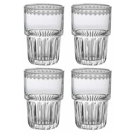 

4pcs Stylish Glass Water Cup Drink Mug Coffee Mug Delicate Milk Cup (300ml)