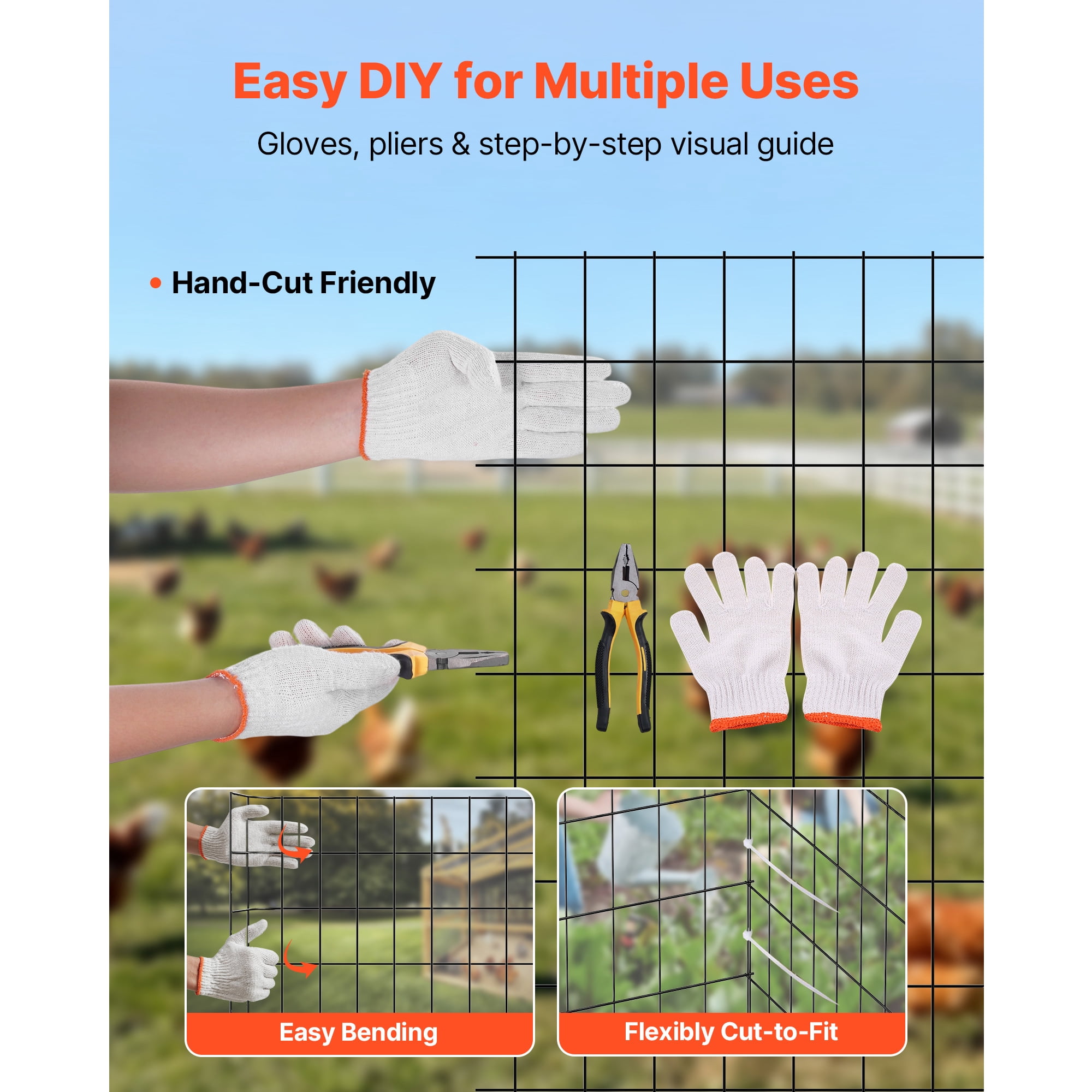 KFFKFF Hardware Cloth 24 in x 25 ft, 2 x 3 in Mesh 16 Gauge Galvanized Wire Mesh Roll, Durable Vinyl Coated Fencing for Outdoor Use, Sturdy Welded Garden Barrier for Animal Enclosures