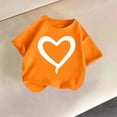 thumbnail image 2 of Girls 2-11 Years Short Sleeve T-Shirt Cute Heart Print Casual Crew Neck Summer Top for Kids Orange 5 Years, 2 of 5