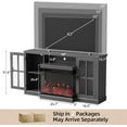 thumbnail image 3 of Furniwell Electric Fireplace TV Stand for TVs up to 65’’, Farmhouse Media Entertainment Center with 3-Sided Glass Fireplace, TV Console with Door Storage Cabinet for Living Room (Black), 3 of 8