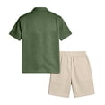 thumbnail image 6 of Men's Summer Beach Vacation Outfit Set, 2 Piece Short Sleeve Shirt & Shorts Matching Set, Casual Cruise Resort, 6 of 6