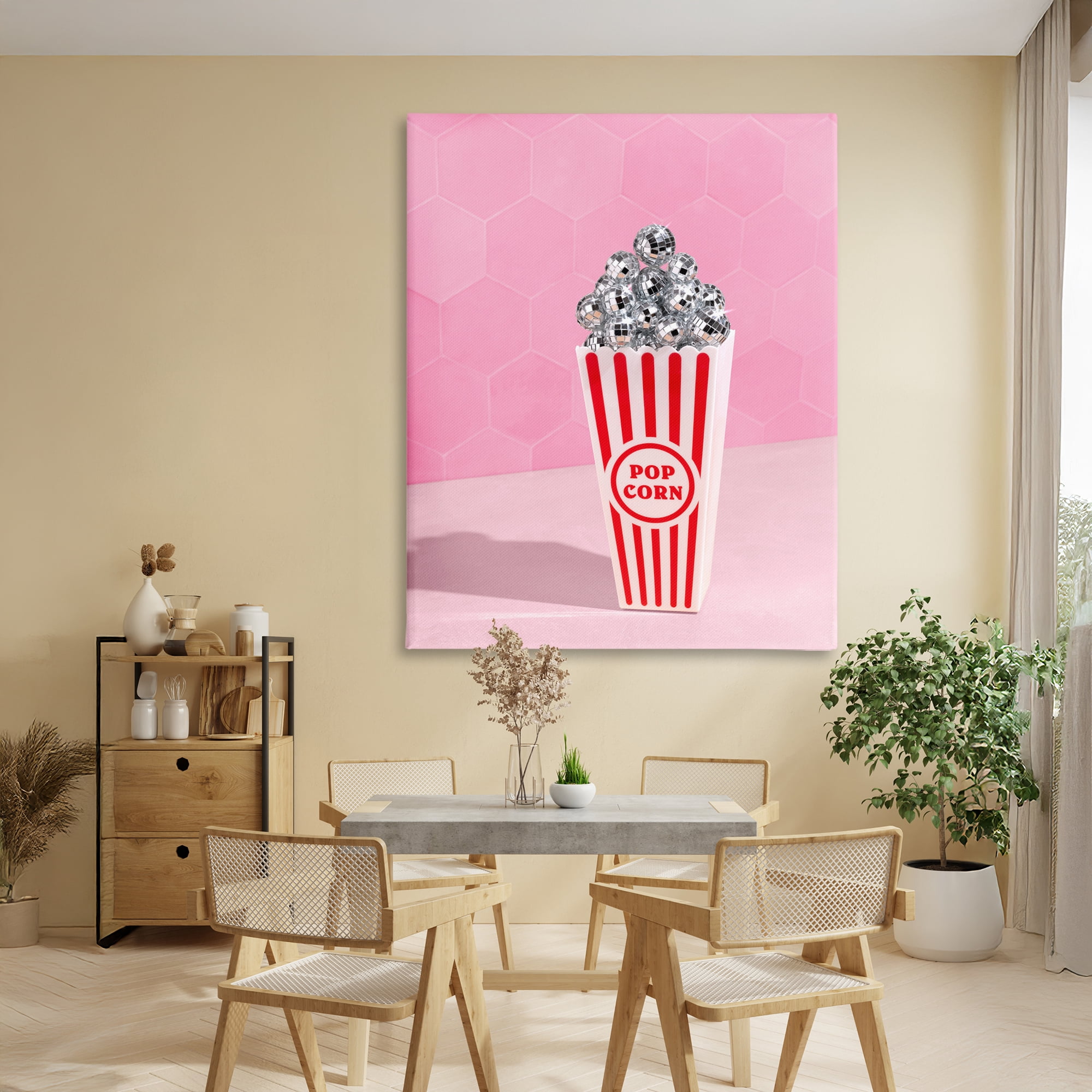 Stupell Industries Pink Disco Popcorn Canvas Wall Art, design by LISH Creative