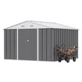 thumbnail image 7 of Vyrox 10x8 FT Metal Outdoor Storage Shed, Steel Garden Tool Shed, All-Weather with Lockable Doors & Sloping Roof for Bike, Trash Can, Lawn Mowers, Backyard, Gray, 7 of 7