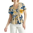 thumbnail image 4 of NAMTYQX Tops for Women Trendy Plus Size Baggy Button Down Open Front Light Casual Short Sleeve Fashion V Neck Soft Beige Size 2XL, 4 of 5