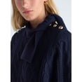 thumbnail image 4 of Free Assembly Women’s Tie Neck Cable Knit Sweater, Midweight, Sizes XS-XXL, 4 of 5