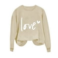 thumbnail image 4 of Penkiiy Día de San Valentín Sudadera para Mujer Lindo Amor Camisetas Corazón Casual de manga larga Camiseta de San Valentín Ropa Tops M Khaki, 4 of 4