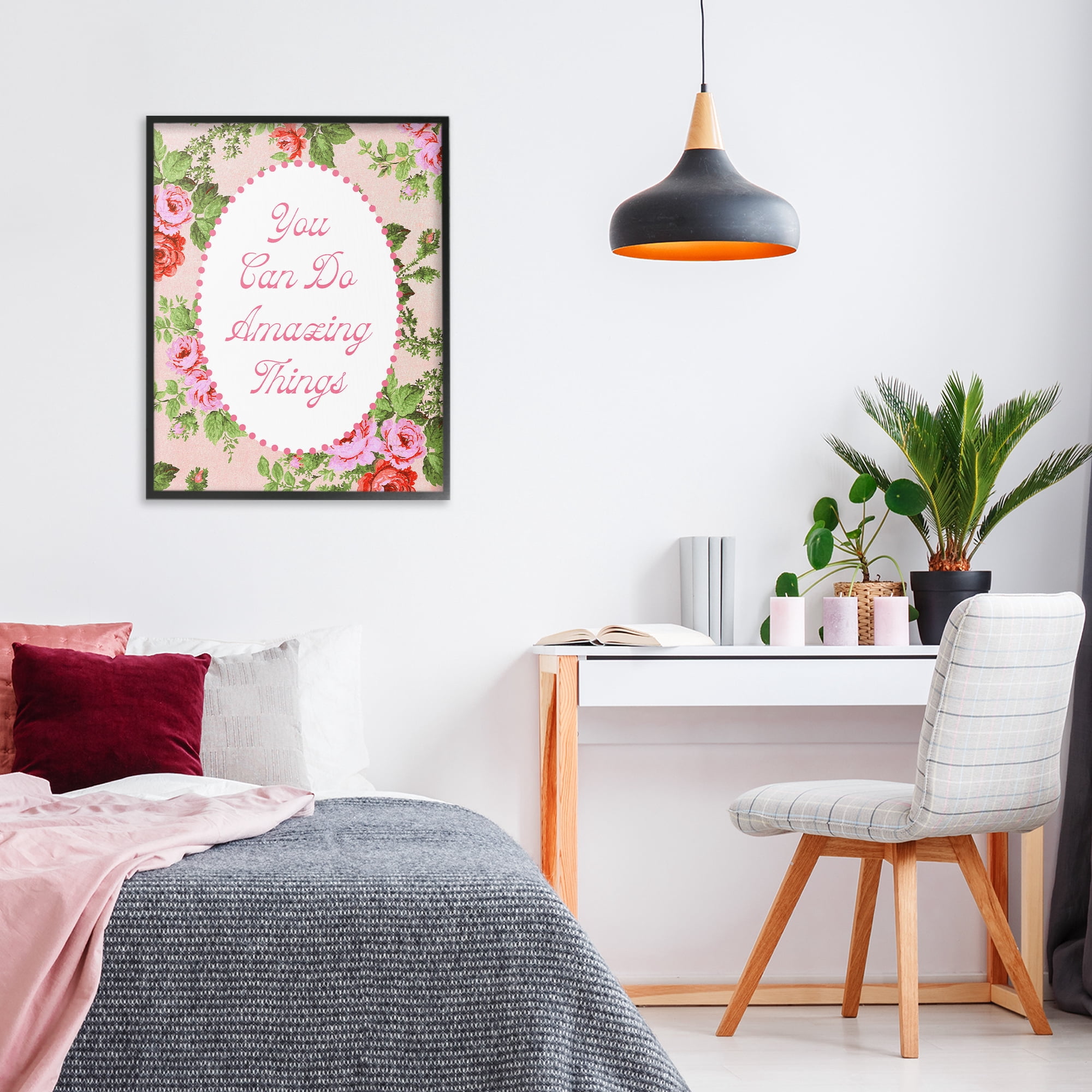 Stupell Industries You Can Do Amazing Things with Vintage Florals Black Framed Giclee Art, design by Lil' Rue