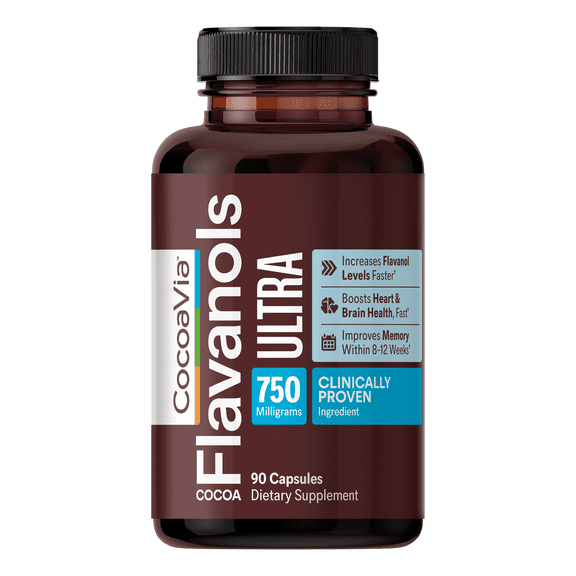 CocoaVia Ultra 750mg Cocoa Flavanols, Heart, Memory & Brain Support Supplement, 30-Day Supply (90 Count)