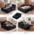 thumbnail image 4 of ZIVACATE 60" Chaise Lounge Chair Indoor with 3 Pillows, Oversized Deep Seat Sleeper Couch, Deep Seat Loveseat Chair for Living Room, Black, 4 of 7