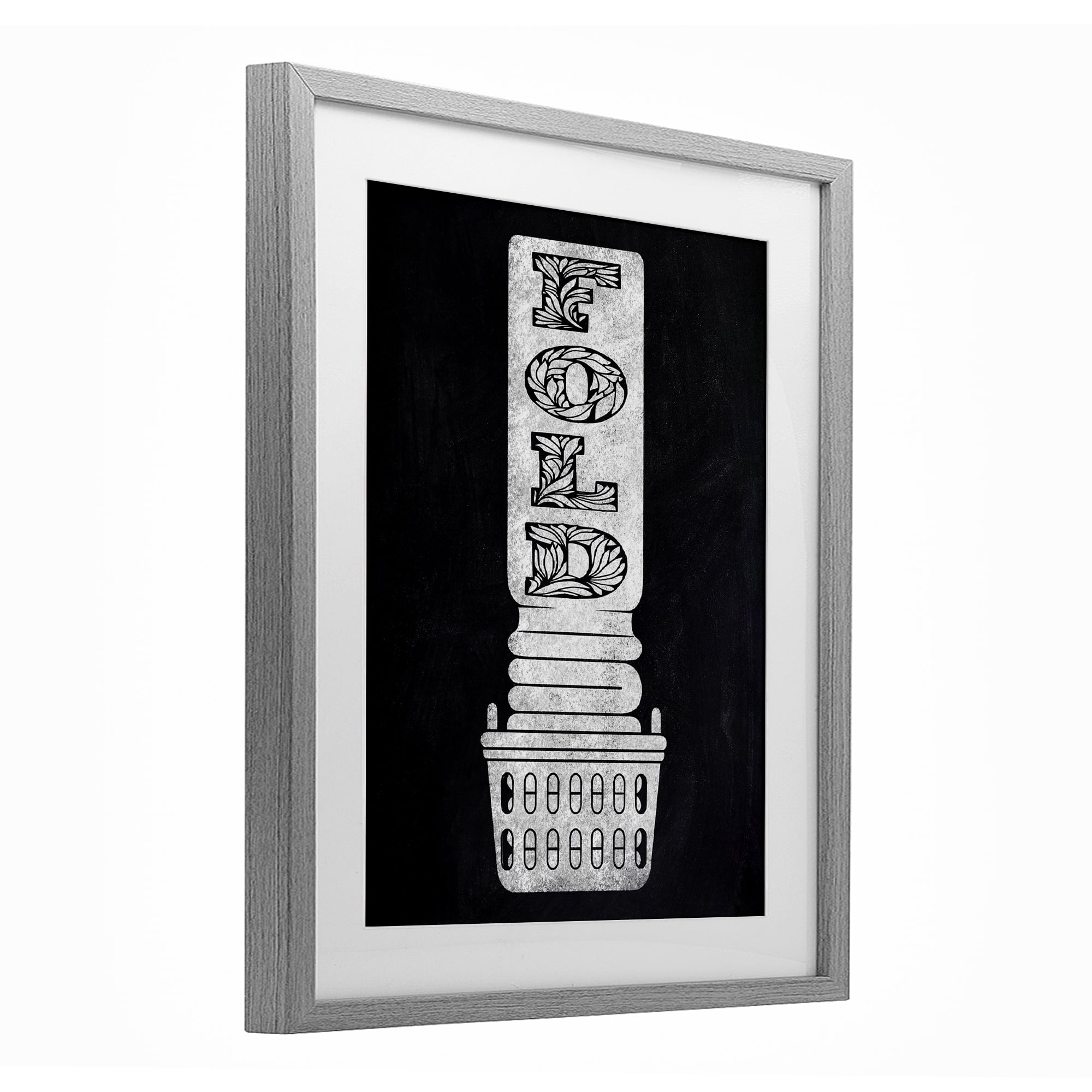 Laundry Fold Ornate Letters Gray Framed Print Under Glass, design by Marcus Prime