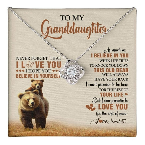 To My Granddaughter From Grandma Necklace This Old Bear Love You Granddaughter Birthday Graduation Christmas Customized Gift Box Message Card