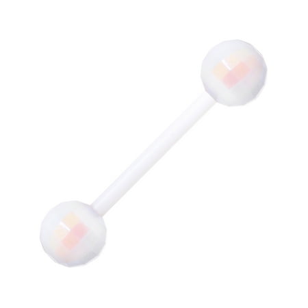 Acrylic White Barbell - Body Candy Womens Flexible White Acrylic White Disco Ball Barbell Tongue Ring Body Piercing Jewelry 5/8