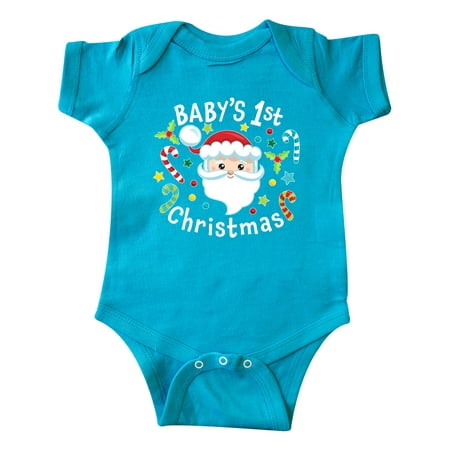 

Inktastic Baby s 1st Christmas Santa with Candy Canes Gift Baby Boy or Baby Girl Bodysuit