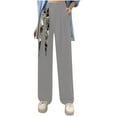 thumbnail image 3 of Plebaso Pants for Women Solid Color High Waist Casual Work Trouser Ladies Straight Leg Pants, 3 of 5