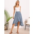 thumbnail image 4 of DARING DIVA Women's High Low Hem Ruffles A-Line Midi Skirts X-Small Light Blue, 4 of 6