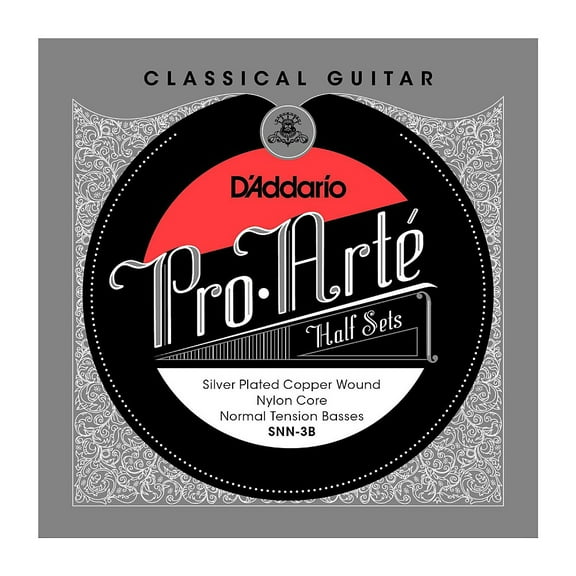 D'Addario SNN-3B Pro-Arte Silver Plated Copper on Nylon Core Classical Guitar Half Set, Normal Tension