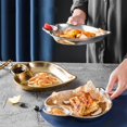 thumbnail image 3 of Plats en Forme de Pêche Coréenne Plateau Dessert 304 Acier Inoxydable Vaisselle Collation Assiette à Raviolis Durable Fournitures de Cuisine Classiques Argent-Lune, 3 of 6