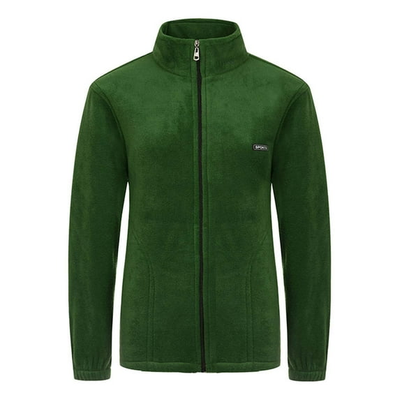 Herrnalise Women's Zip Up Fleece Jacket, Long Sleeve Warm Soft Polar Lightweight Coat with Pockets for Winter Green,XXXXXL