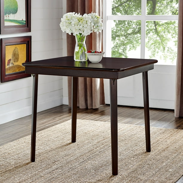 MECO Stakmore Straight Edge Solid Wood Folding Card Table Espresso Finish