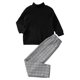 thumbnail image 1 of Gibobby Conjunto de ropa de bebé Conjunto de ropa informal de dos piezas para niños pequeños, camisetas de manga larga de Color sólido, pantalones a cuadros(Negro, 3-4 Años), 1 of 4