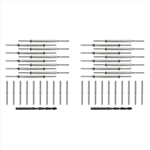 20 Pares de Rosca y Ajuste del Perno Prisionero para Kit de Barandilla de Cubierta de Cable de 1/8 de Pulgada
